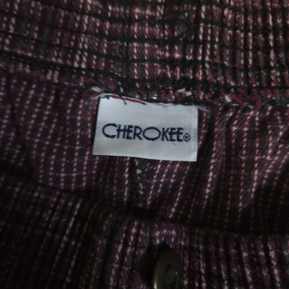 Womens Cherokee Pull On Shorts Sz 22 Plaid Checkered Maroon Color - Picture 3 of 4